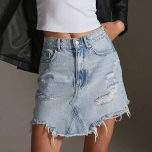 Pilcro Distressed Denim Skirt